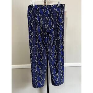 Jude Connally Wide Leg Snakeskin Print Blue Trixie Pants XL Made in USA NWT